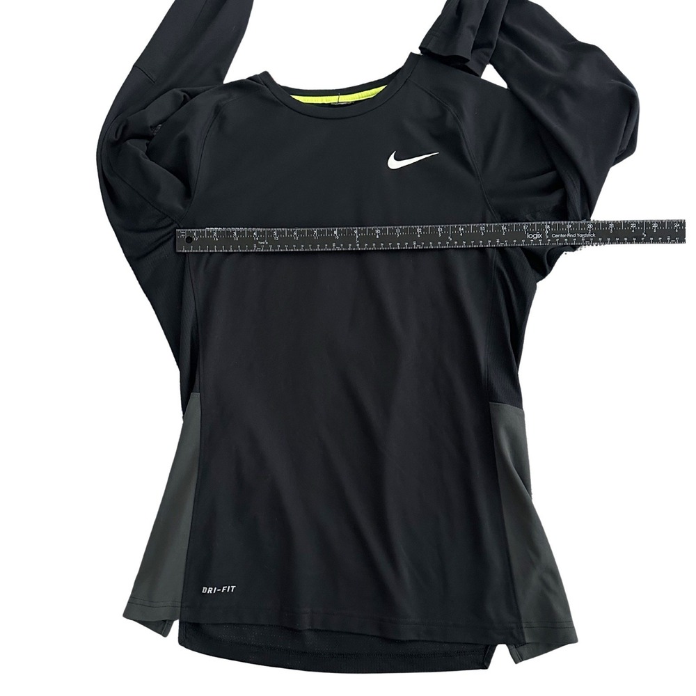 Nike Dri-FIT Men's M Black Gray Panel Long Sleeve Training Shirt 677638-010 - Picture 8 of 11